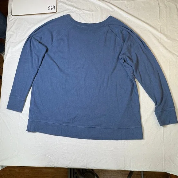 Eddie Bauer Mens XXL Blue Long Sleeve Crewneck Raglan Sweatshirt Pullover - Picture 4 of 7